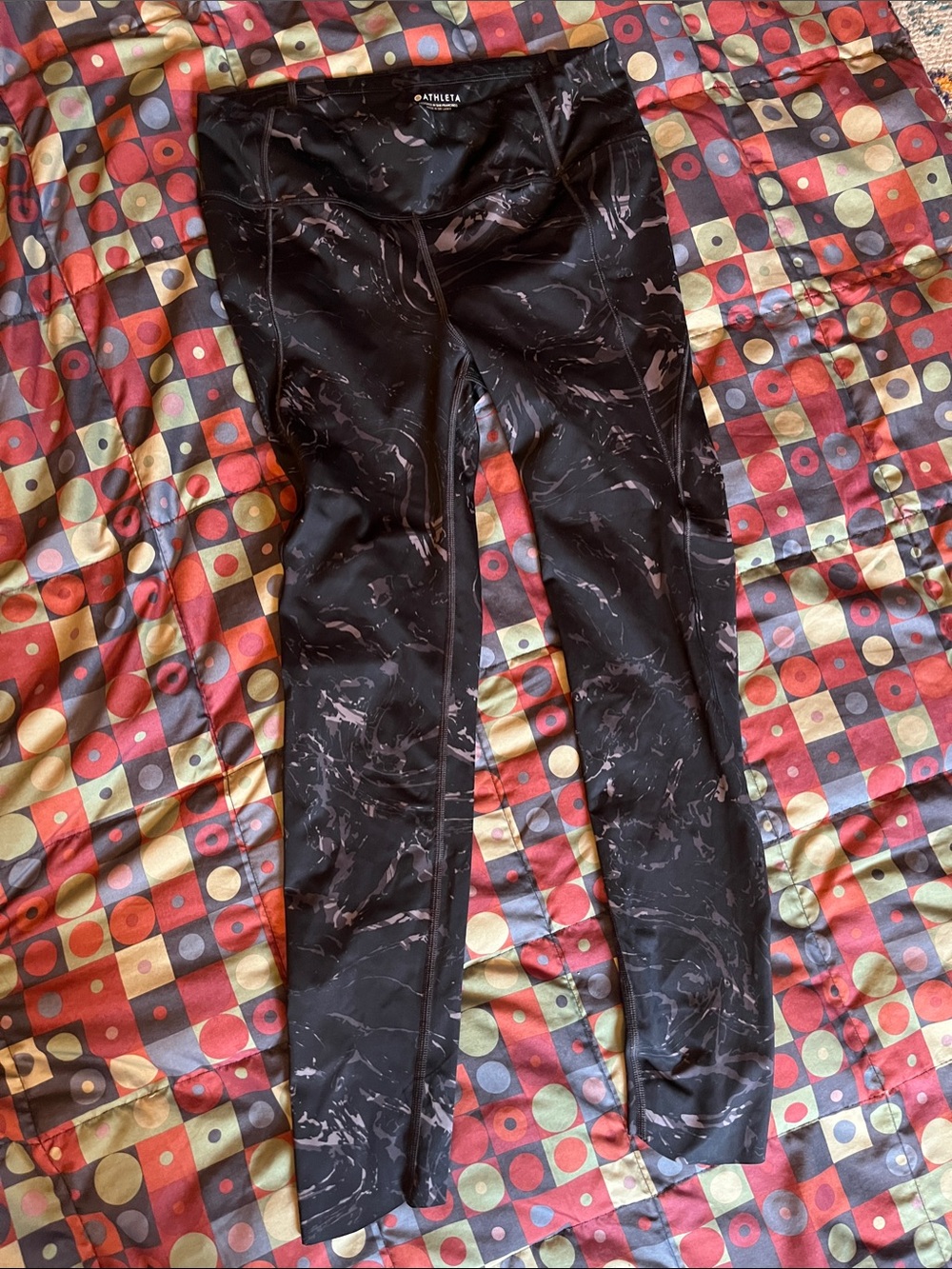 Athleta Black with Light gray Marble-Effect Leggings